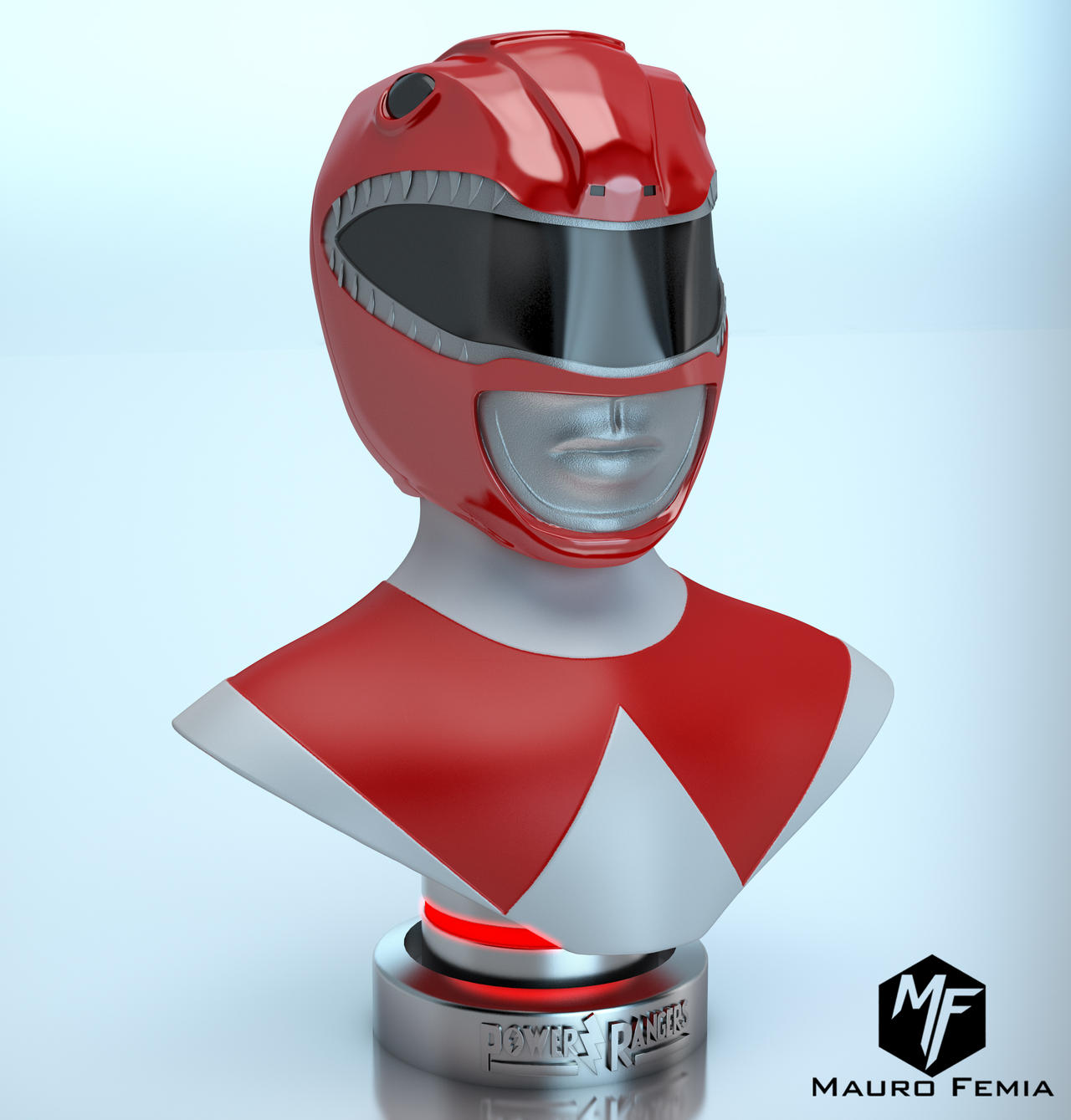 Power Ranger Red Bust 1 by MauroFemia3D on DeviantArt