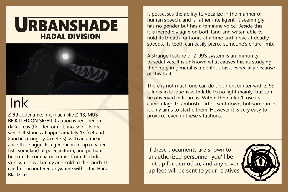 Urbanshade File Z-99 - Ink | Urbanshade Document by CallMeThestral on DeviantArt