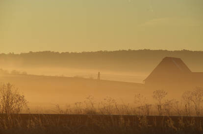 house in fog