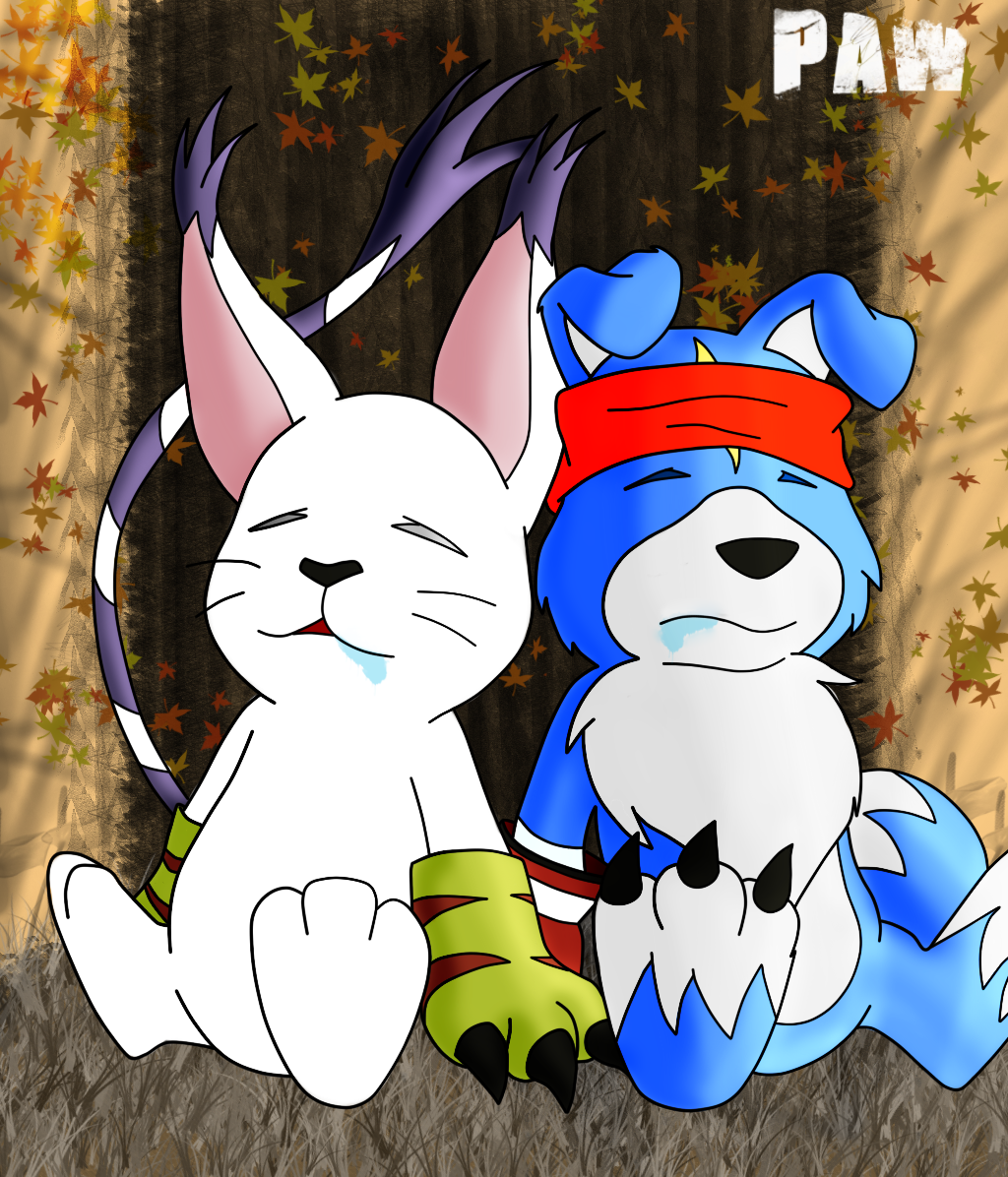 Digimon - Tailmon and Gaomon(Colored) by PawRZ on DeviantArt