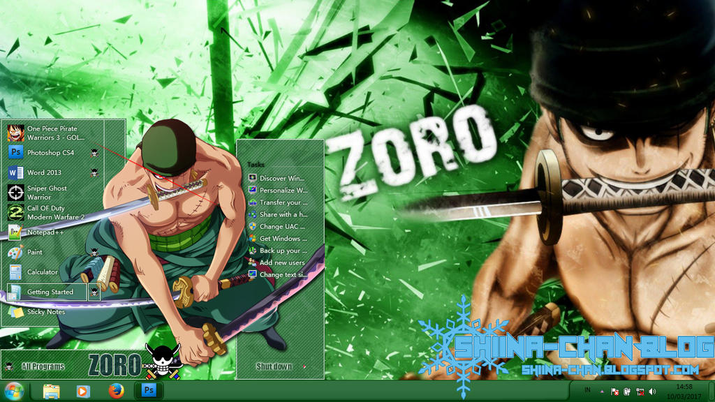 Windows 7 Theme One Piece - Roronoa Zoro by Windows-7-Theme on DeviantArt