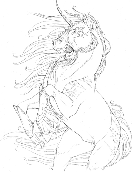 evil unicorn sketch