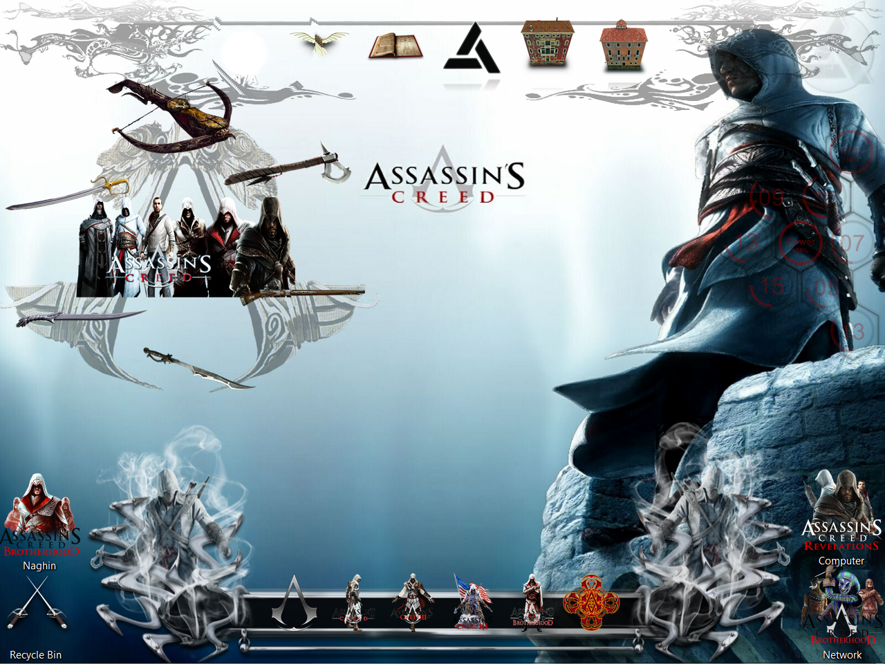 Assassin's Creed Rainmeter + Rocket Dock + Circle