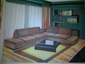 Living Room In markers Pastel