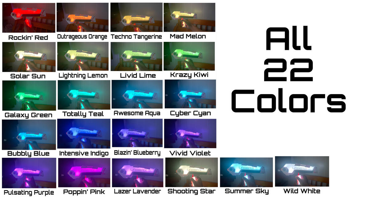 22 Laser colors I have in my hand. by KrazeeKartoonz on DeviantArt