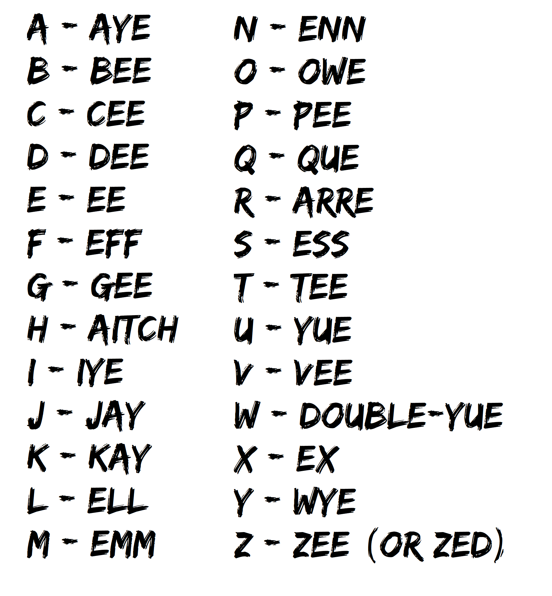 Alphabet Lore in lowercase by MaiMitsudomoe123 on DeviantArt