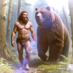 Big bear an stone age man