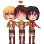 SnK: Eren, Mikasa and Armin! (+speedpaint vid)