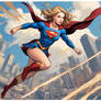 Supergirl, flying above the city