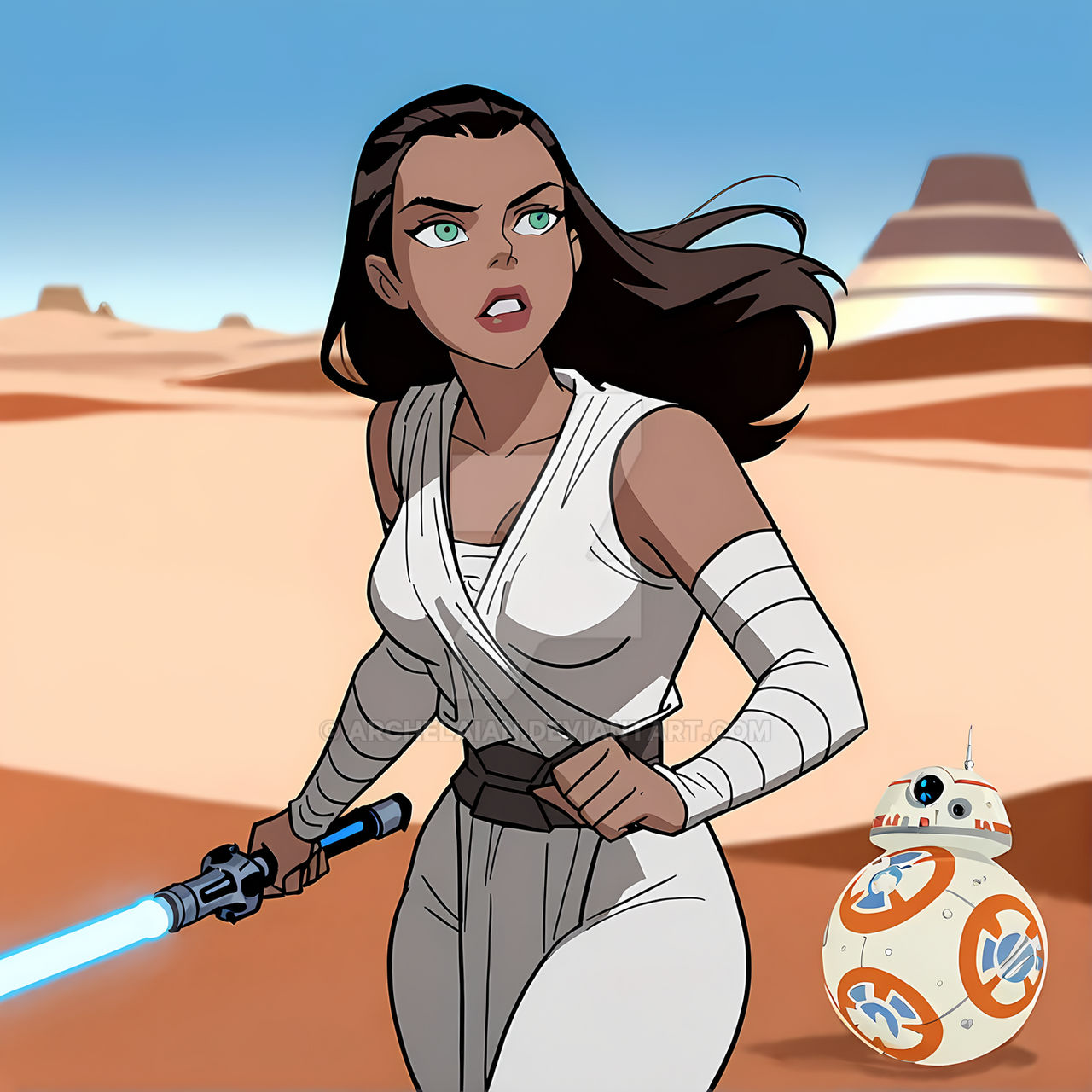 Cartoon rey, long hair by archelaian on DeviantArt