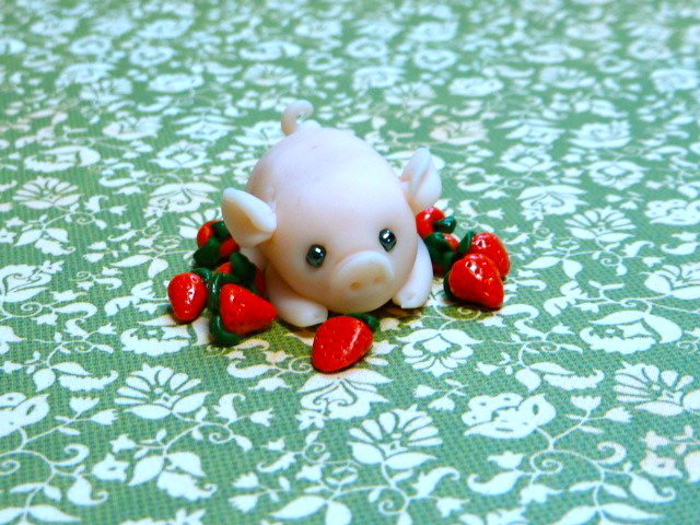 Piglet Baby with Strawberries