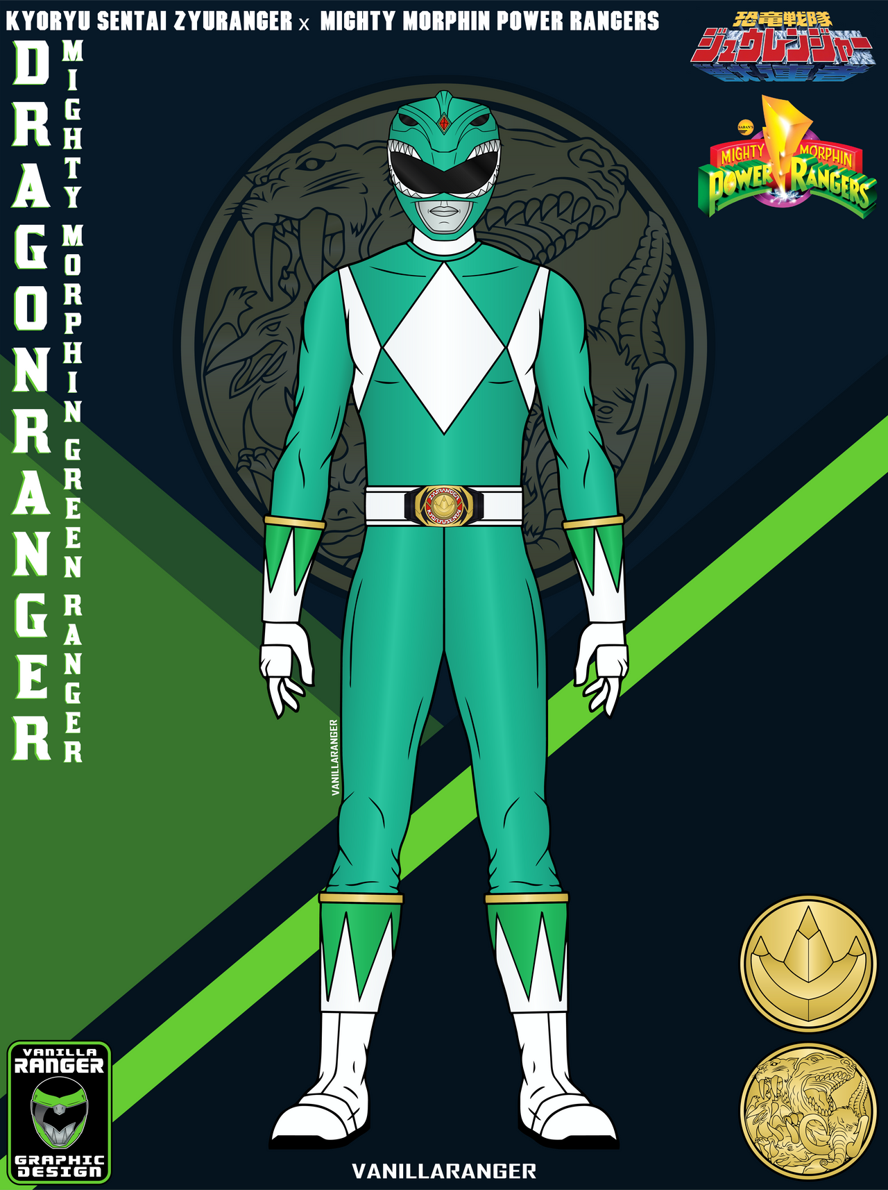 Dg Ranger Dragonranger (MMPR Green Ranger) (Armorless) by VanillaRanger on DeviantArt
