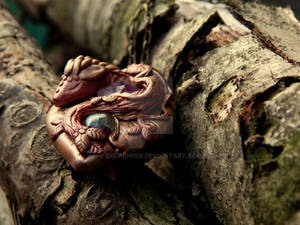 Autumn Dragon ~ Clay pendant with crystals