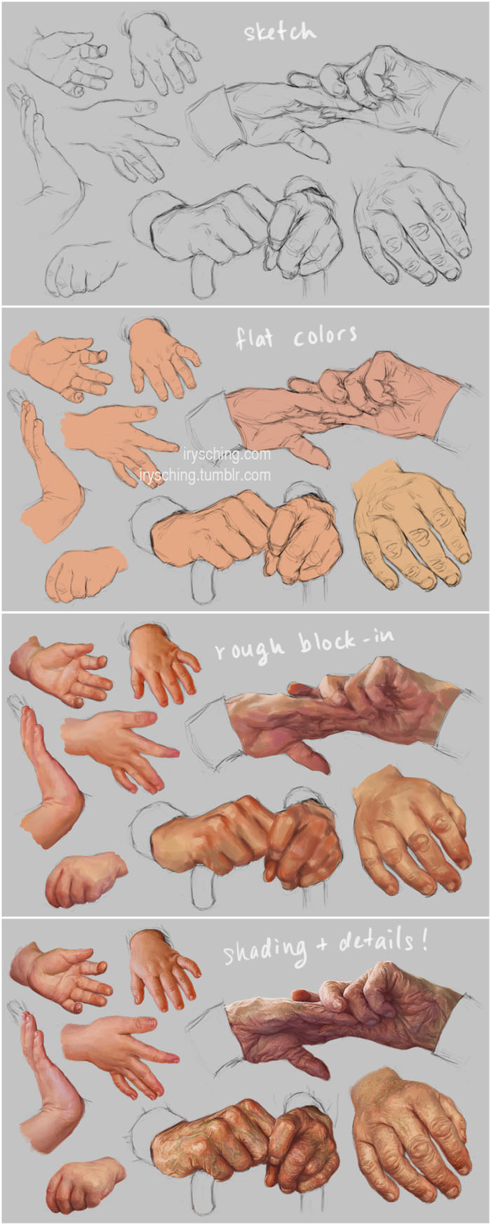 Hand Study 3 - Young and Old - Steps