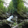 Stereoscopic stone hole at the river