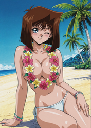 Tea Gardner (Yu Gi Oh!) wearing a Lei at the Beach