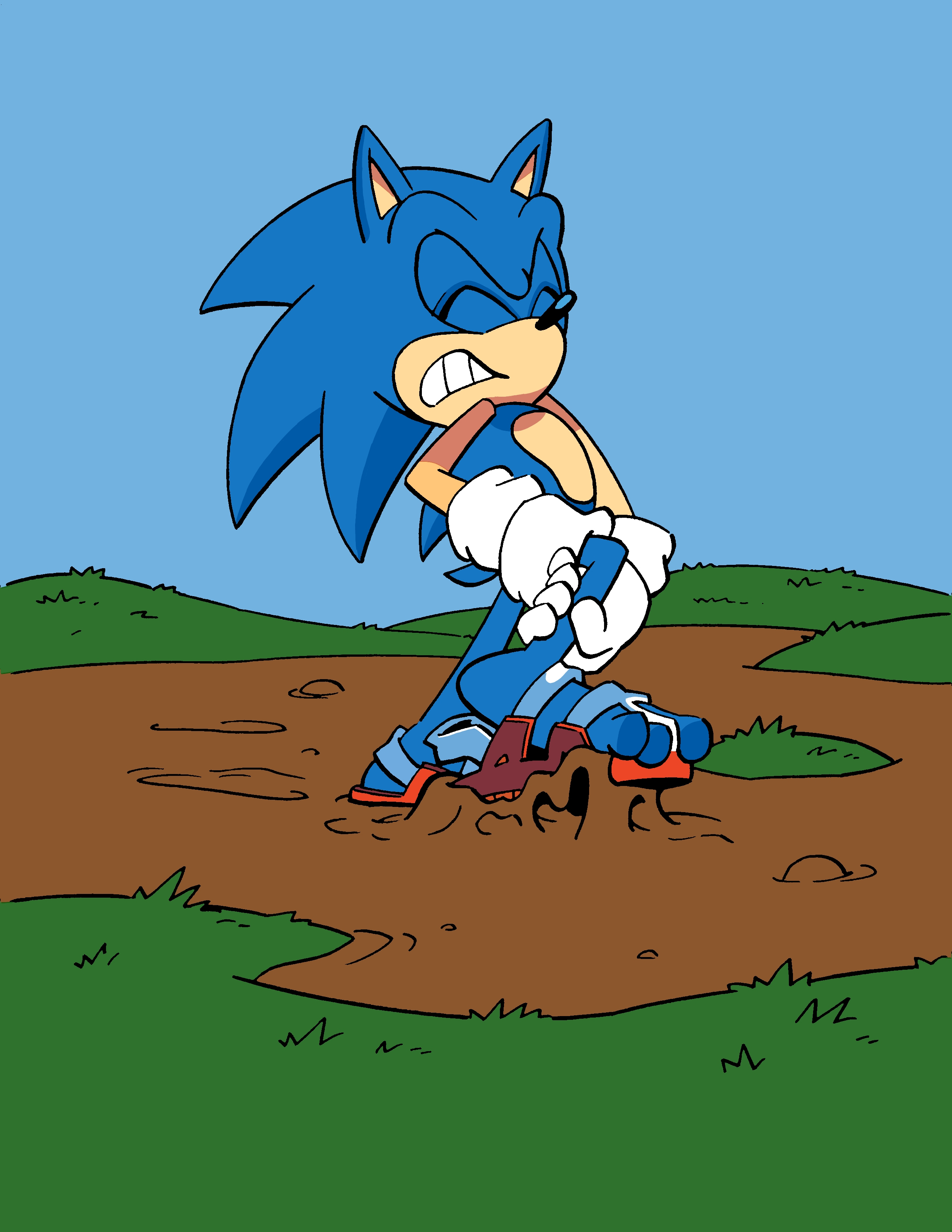 Sonic in Mud by Tracy Yardley (Commission p4)