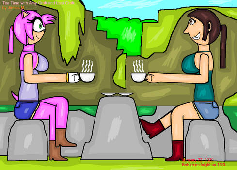 Amy and Lara Croft having tea (by James M)