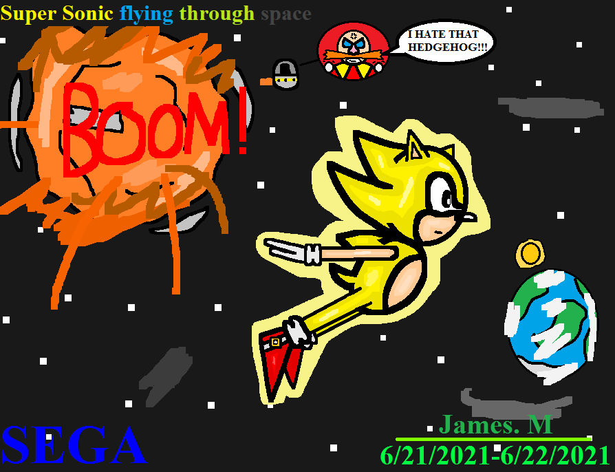 Super Sonic flying through space (by James M) by cvgwjames on DeviantArt