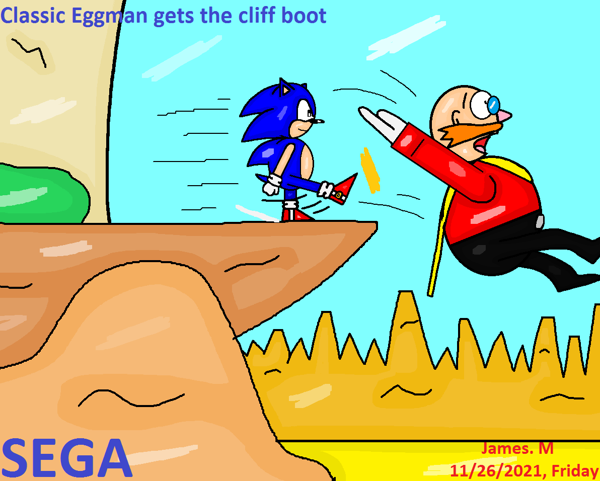 Tails knocks Starved Eggman off a cliff by cvgwjames on DeviantArt