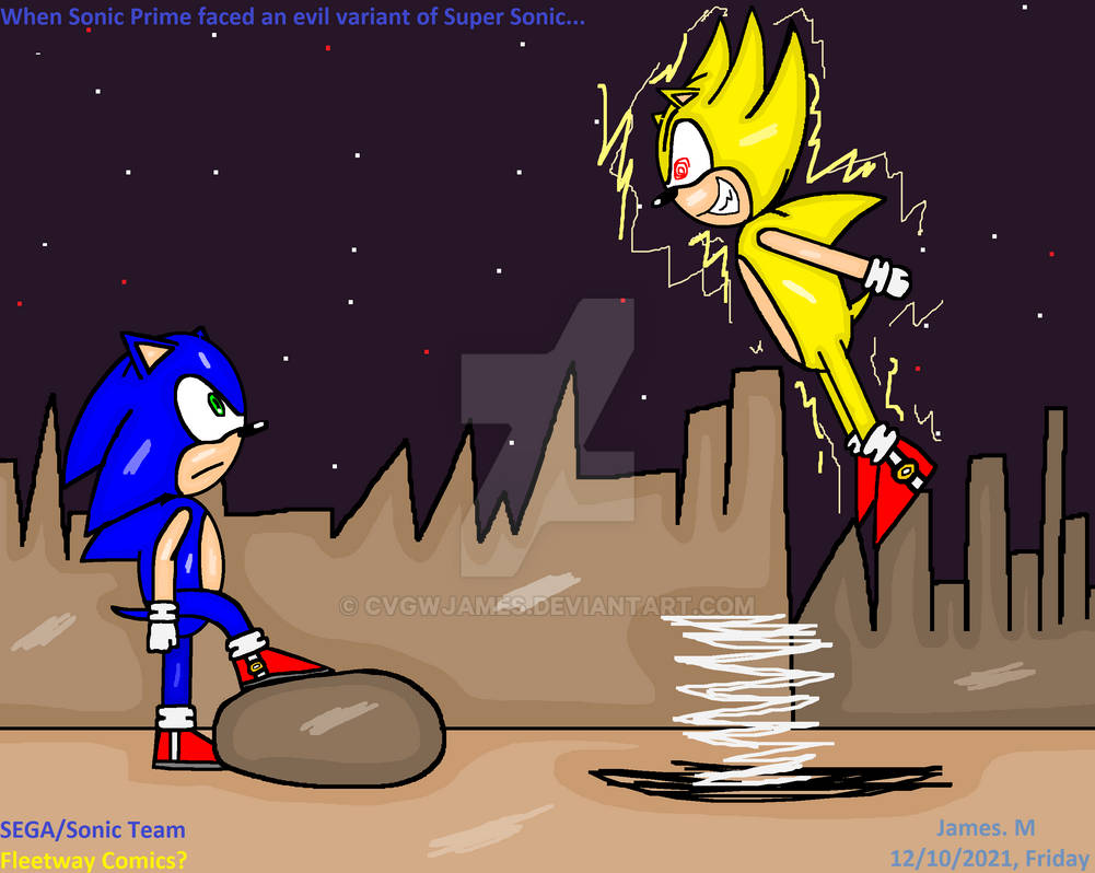 Sonic faces Evil Super Sonic (by James M) by cvgwjames on DeviantArt