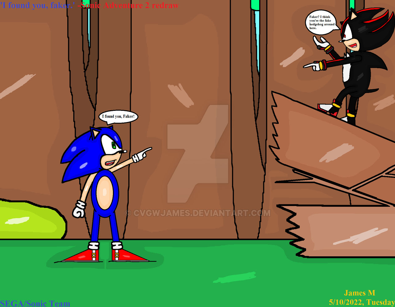 'I found you, faker.' -Sonic Adventure 2 redraw- by cvgwjames on DeviantArt