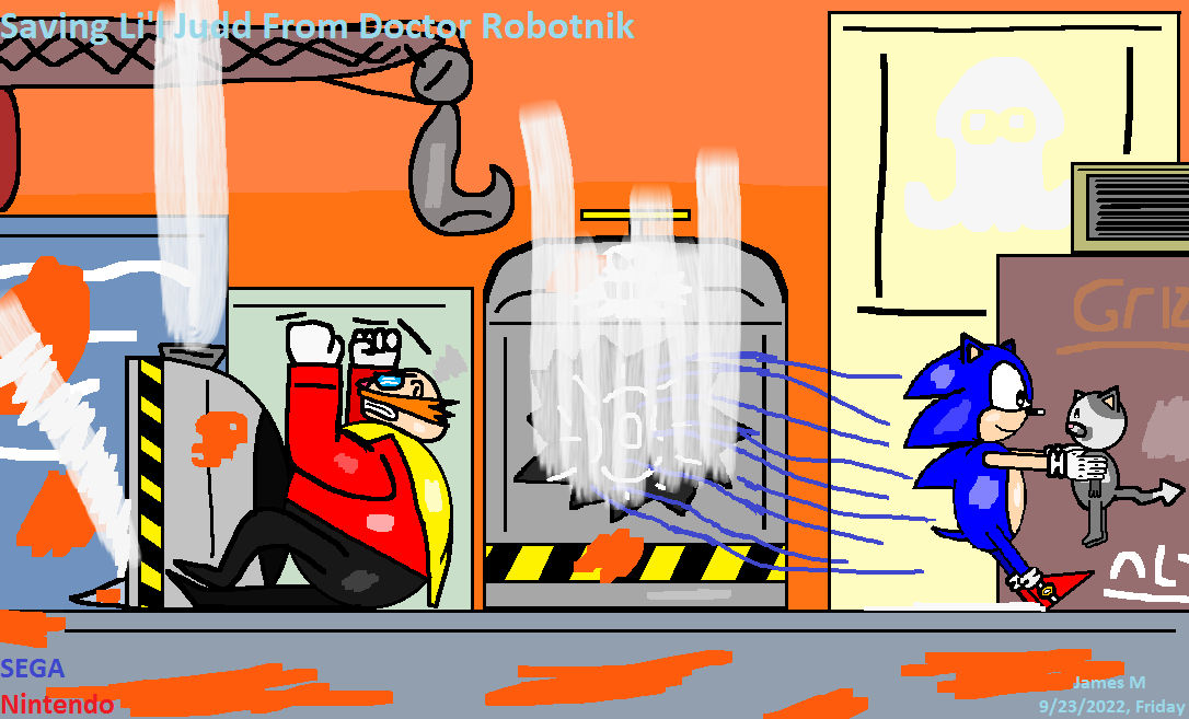Sonic rescues Li'l Judd from Robotnik (by me) by cvgwjames on DeviantArt