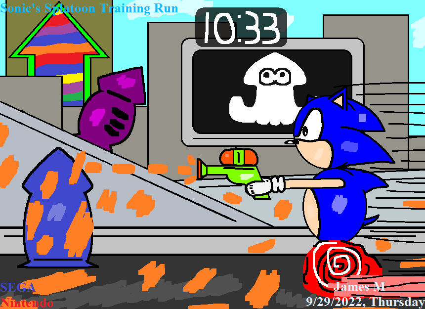 Sonic's Splatoon Training Run (by James M) by cvgwjames on DeviantArt