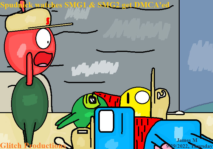 Spudnick watching SMG1 and SMG2 get DMCA'ed by cvgwjames on DeviantArt