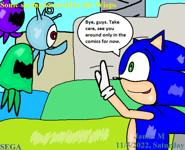 Sonic saying farewell to the Wisps (by James M) by cvgwjames on DeviantArt
