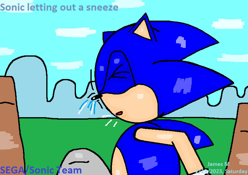 Sonic sneezes (by James M) by cvgwjames on DeviantArt