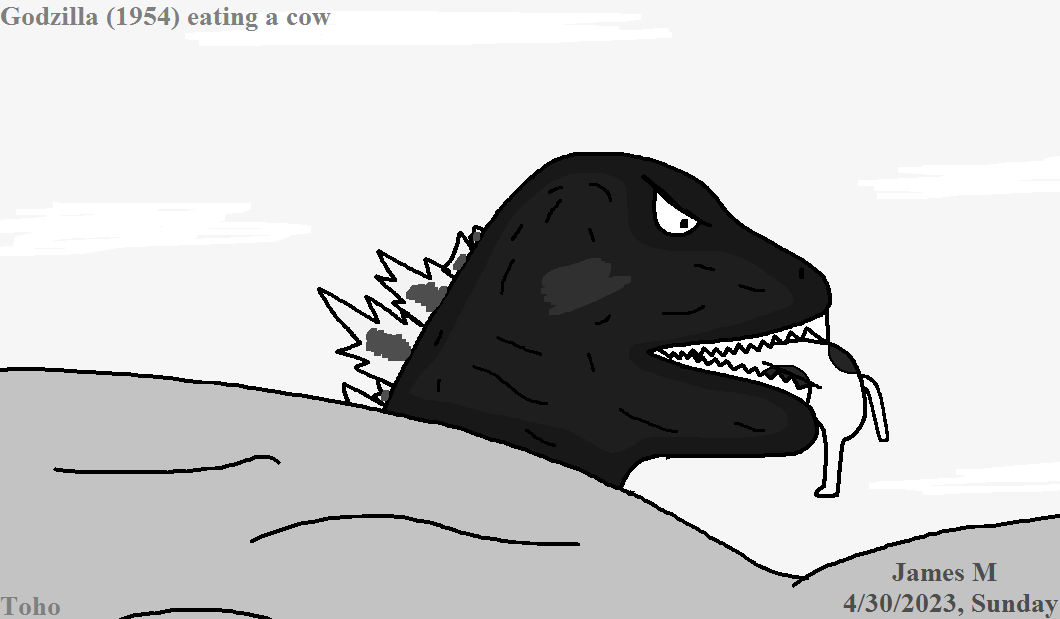 Godzilla Eats Rondo Godzilla eats a cow (by James M) by cvgwjames on DeviantArt