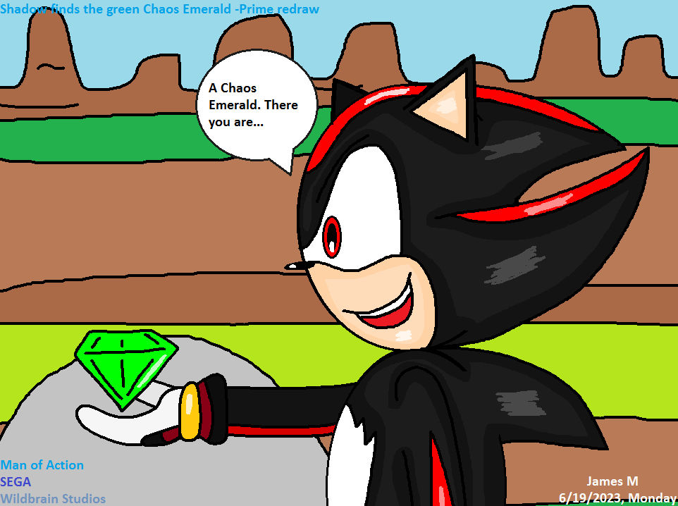Shadow Emerald Shadow finds a Chaos Emerald -Sonic Prime redraw by cvgwjames on DeviantArt