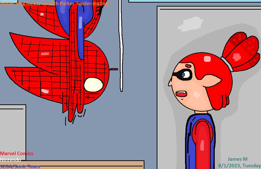Spider-Hog meets up with Parker 'Spider-Inkling' by cvgwjames on DeviantArt