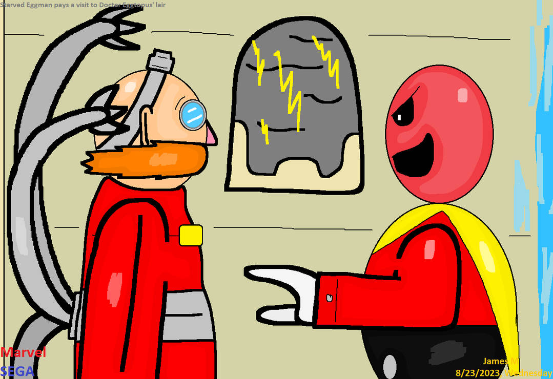 Starved Eggman comes after Yacker (by James M) by cvgwjames on