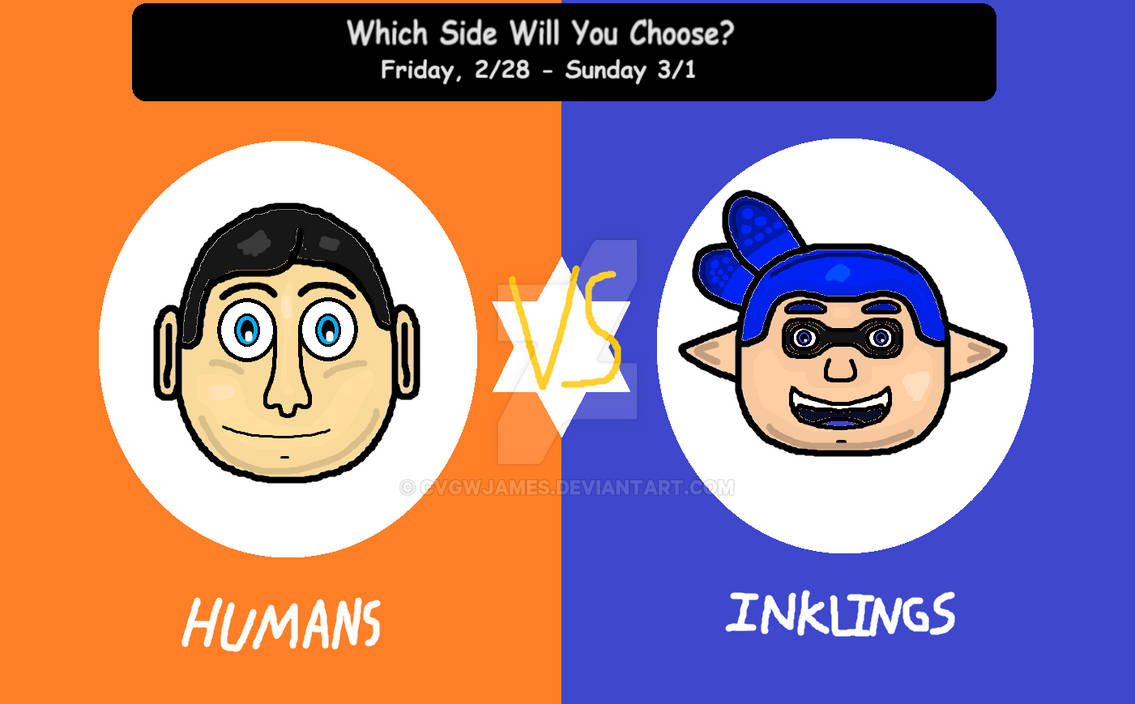 Humans vs. Inklings Splatfest header by cvgwjames on DeviantArt
