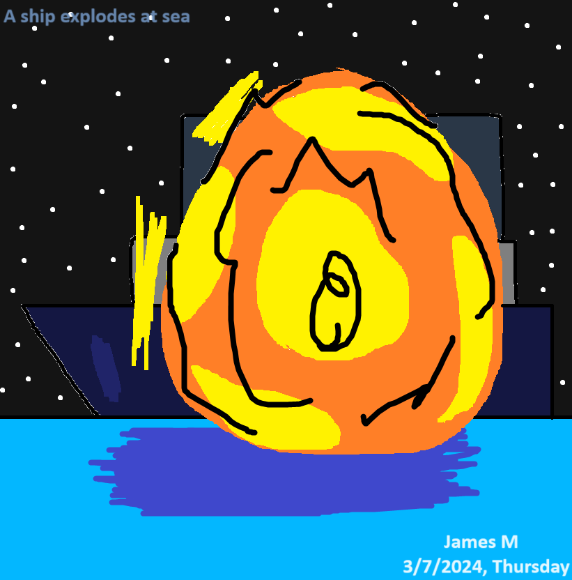A ship explodes at sea by cvgwjames on DeviantArt