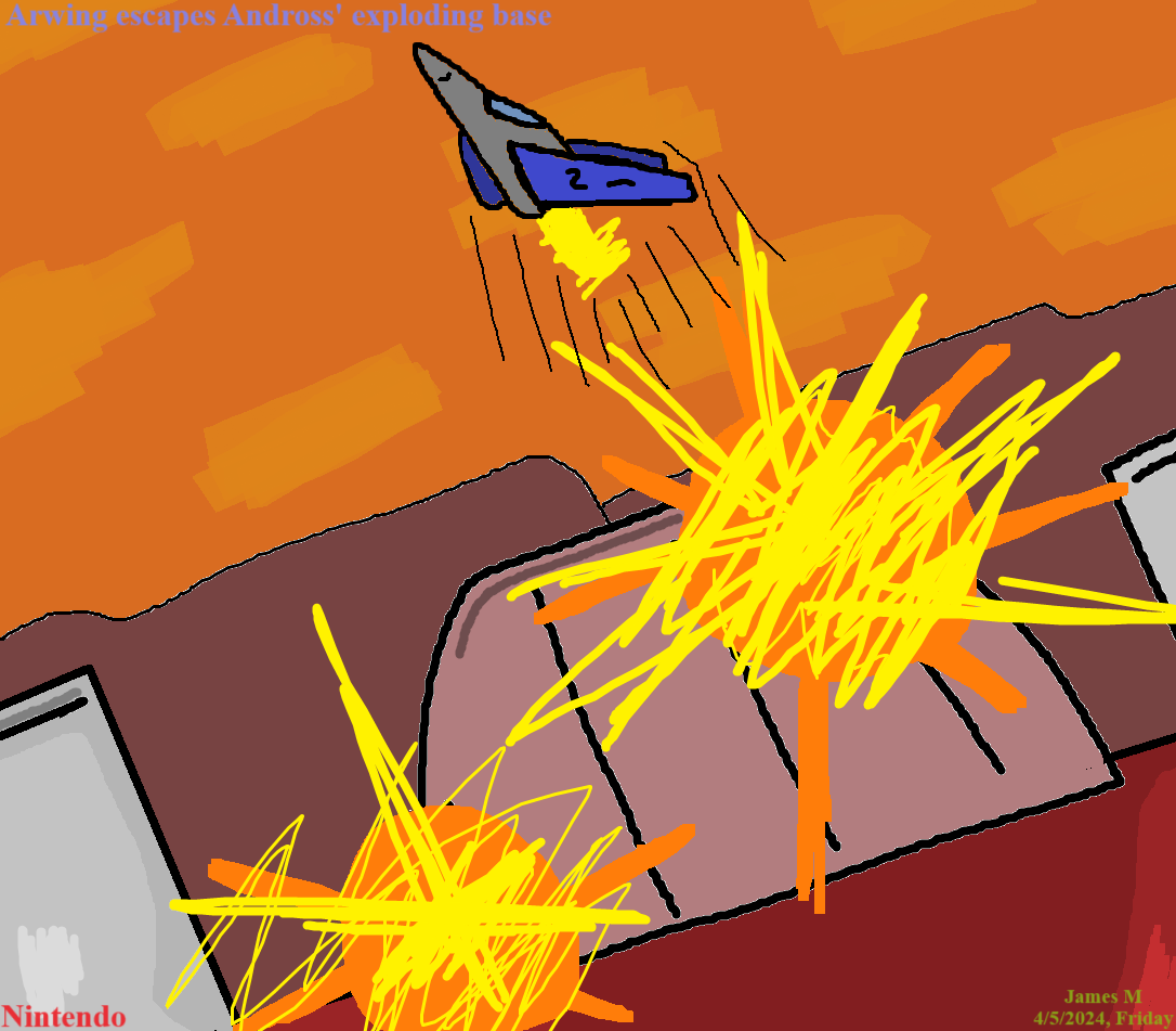 Fox Eploding Arwing escapes Andross' exploding base -Star Fox- by cvgwjames on ...