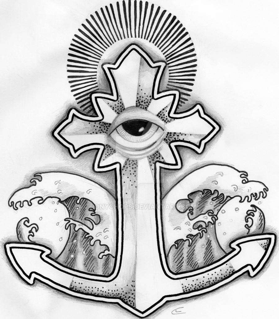 Anchor Cross tattoo design by ponychops on DeviantArt