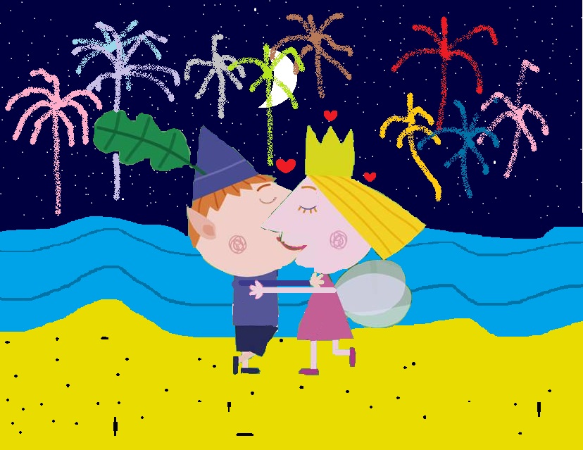 Ben and Holly Kissing on Beach