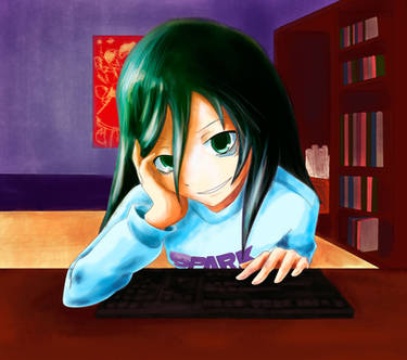 Tomoko en su habitacion (coloreado)