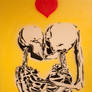 Skeleton love stencil