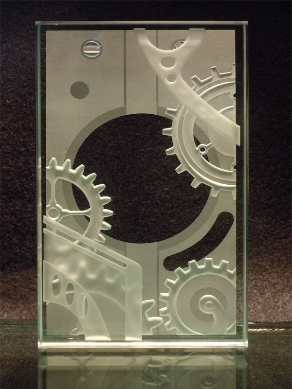 Steampunk Gear Carved Glass