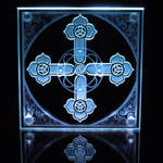 Edgelit Triskelion Cross etched glass by ImaginedGlass