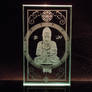 Buddha etched glass paperweight, Tibetan script