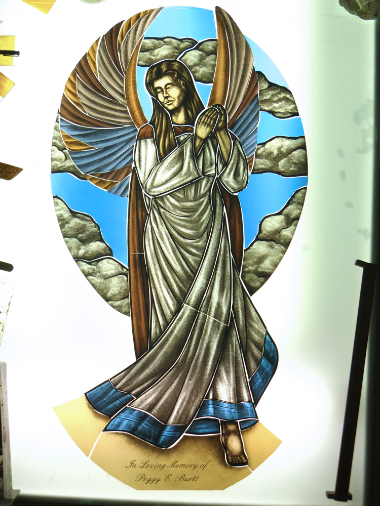 Hand-painted-stained-glass-angel-light-table