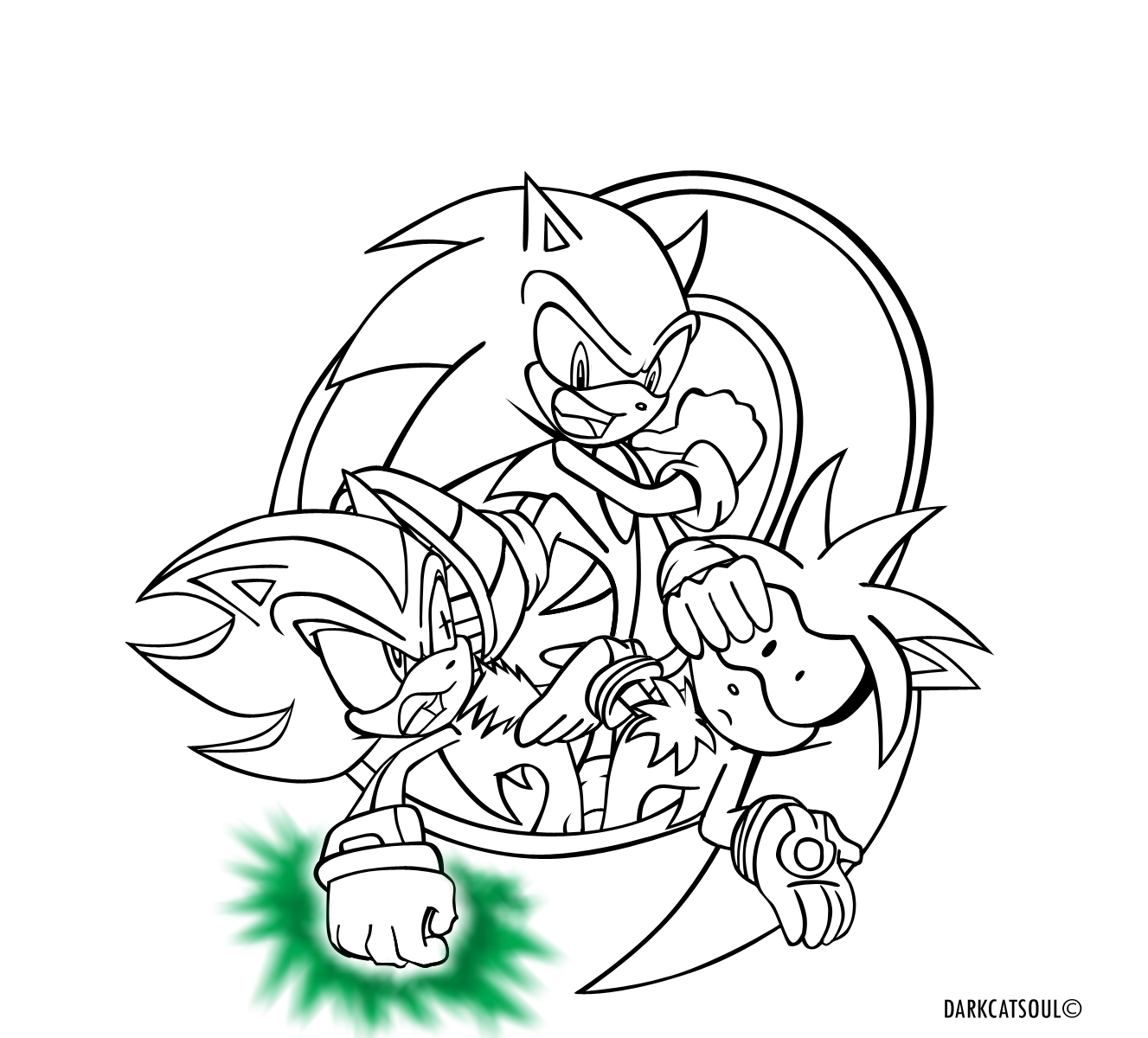 Sonic-Shadow-Silver.:lineart:. by DarkCatSoul on DeviantArt