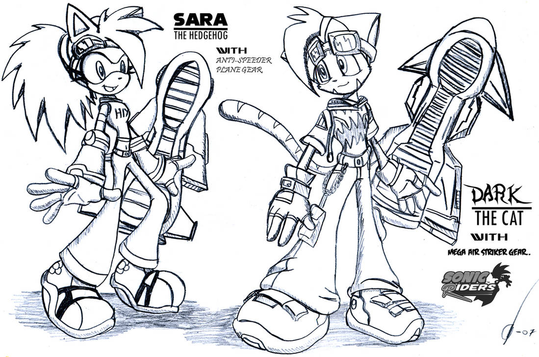 Dark + Sara in Sonic Riders by DarkCatSoul on DeviantArt