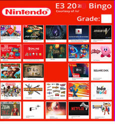 E3 2021 Nintendo bingocard