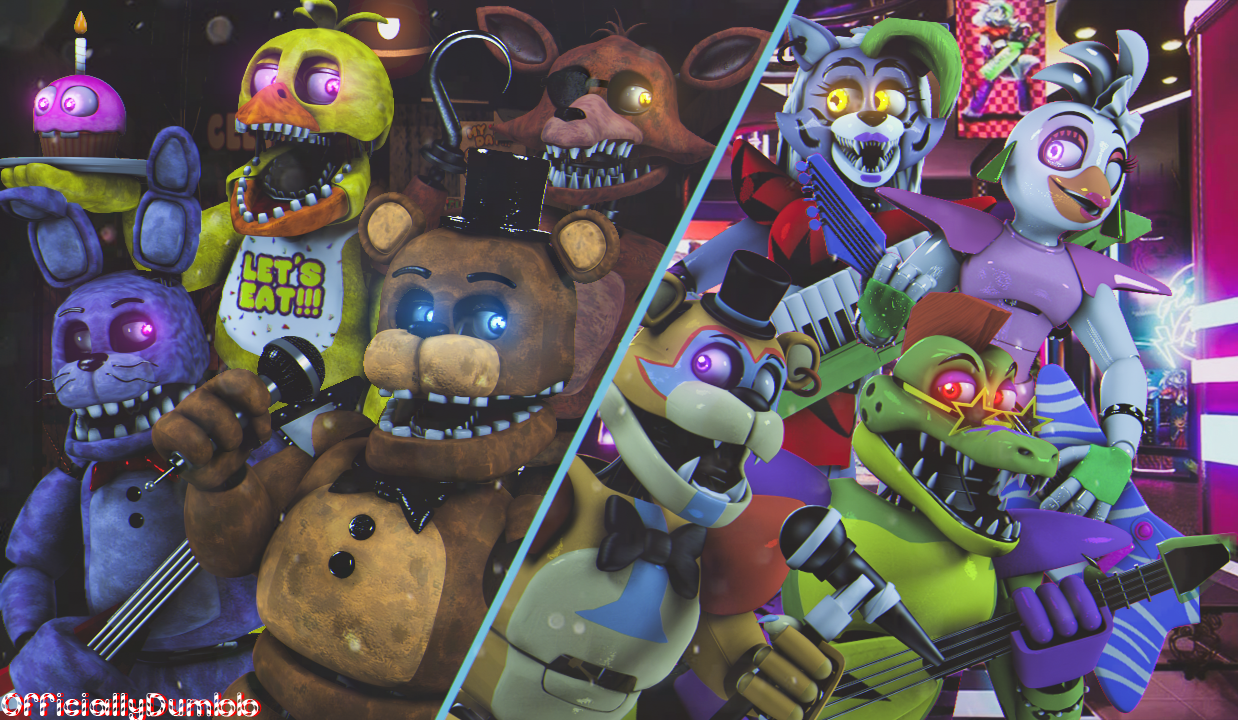 Fnaf 1 And Security Breach Poster By Officiallydumbb On Deviantart